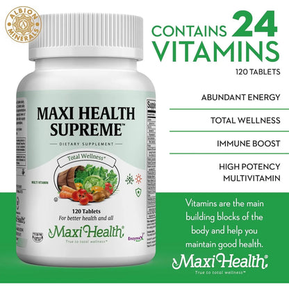 Tabletas Multivitamínicas Minerales Alta Potencia 120 Unidades Maxi Health Supreme Kosher