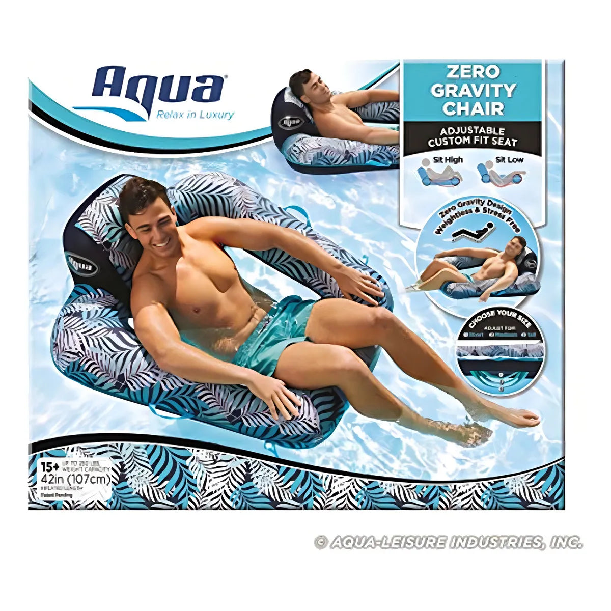 Sillón De Piscina Aqua Zero Gravity Ajustable Flotador Premium 250 Lb