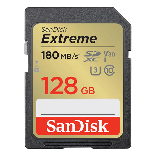 Tarjeta SanDisk Extreme 128GB SDXC UHS-I Velocidad 180MB/s Ideal 4K UHD