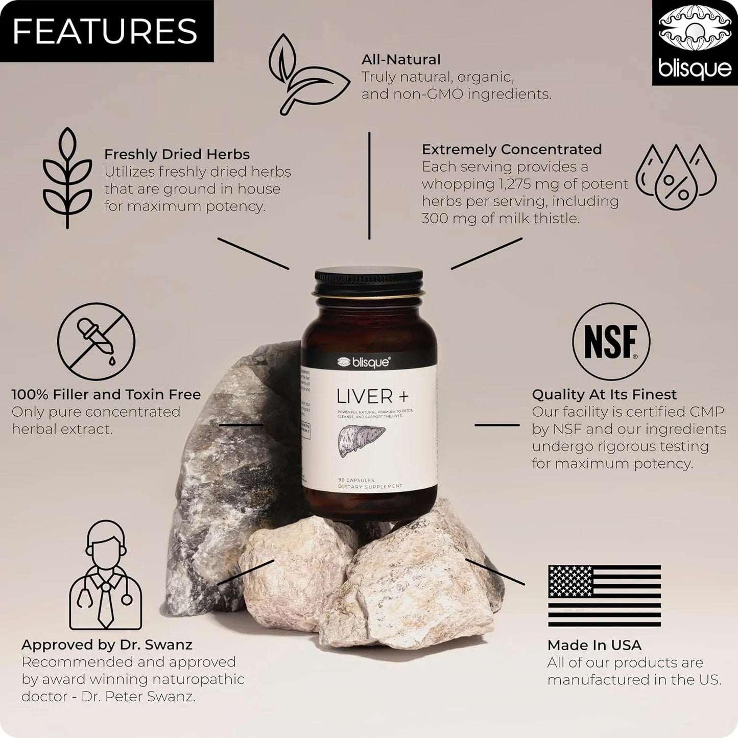 Blisque Suplemento Hepatico Natural Desintoxica Y Repara El Higado 90 Capsulas