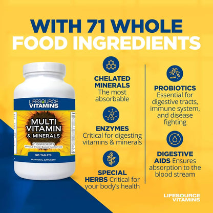 Multivitaminico Integral 71 Ingredientes Naturales Con Probióticos Y Enzimas Digestivas