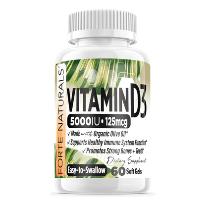 Cápsulas Blandas Vitamina D3 5000 UI Refuerza Huesos Inmunidad Y Ánimo