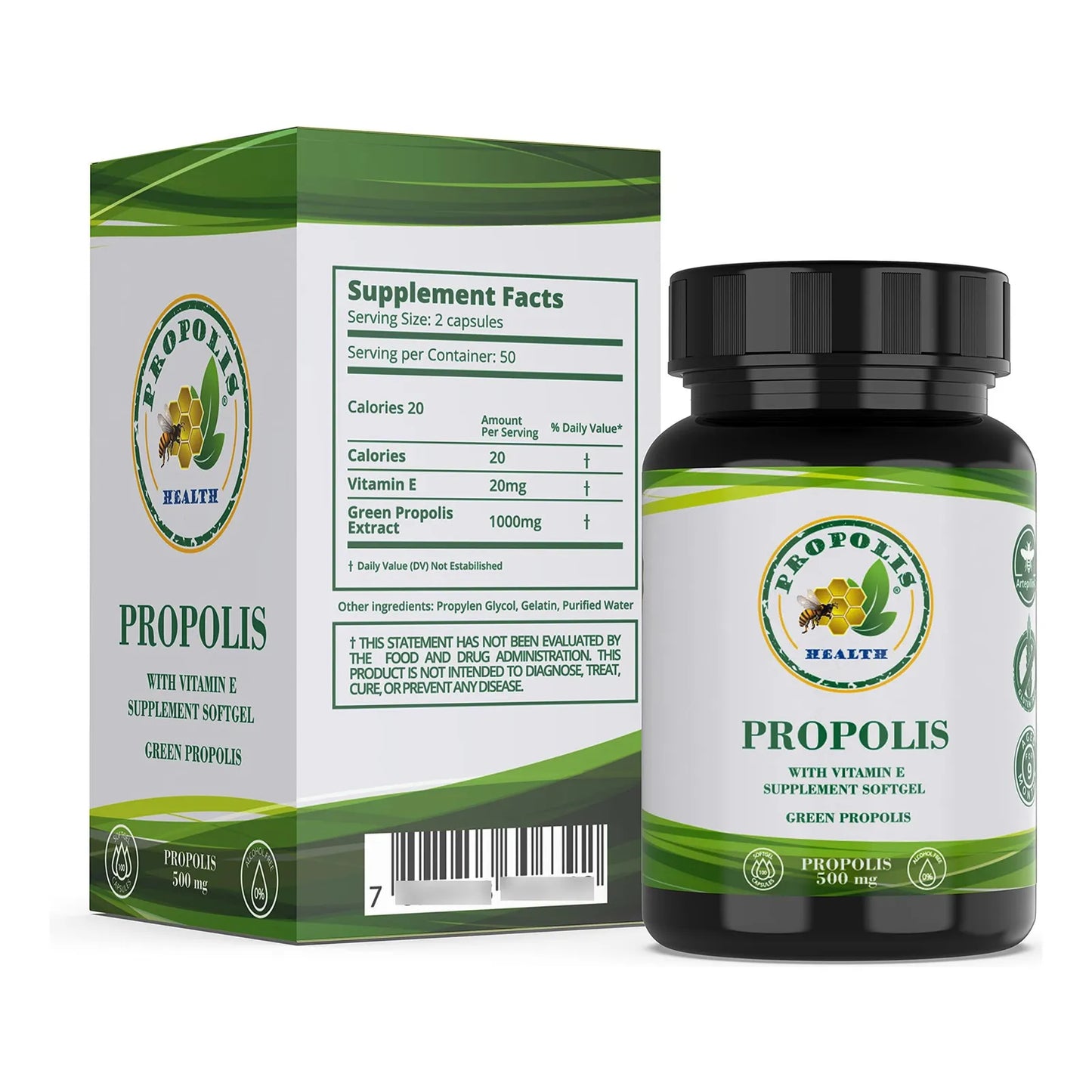 Capsulas De Propoleo Brasileño 1000 Mg Refuerzo Inmunologico Antioxidante Natural