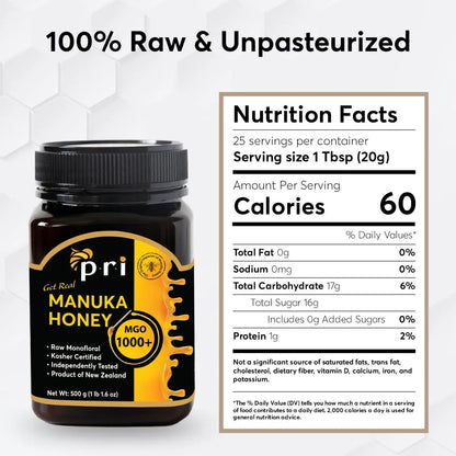 Miel De Manuka Mgo 1000 Natural Cruda 500g Tarro Beneficios Certificados