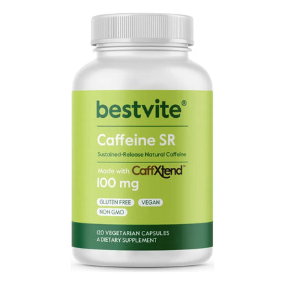 Cafeína 100 Mg SR 120 Cápsulas Vegetarianas Liberación Sostenida Vegana Sin OMG