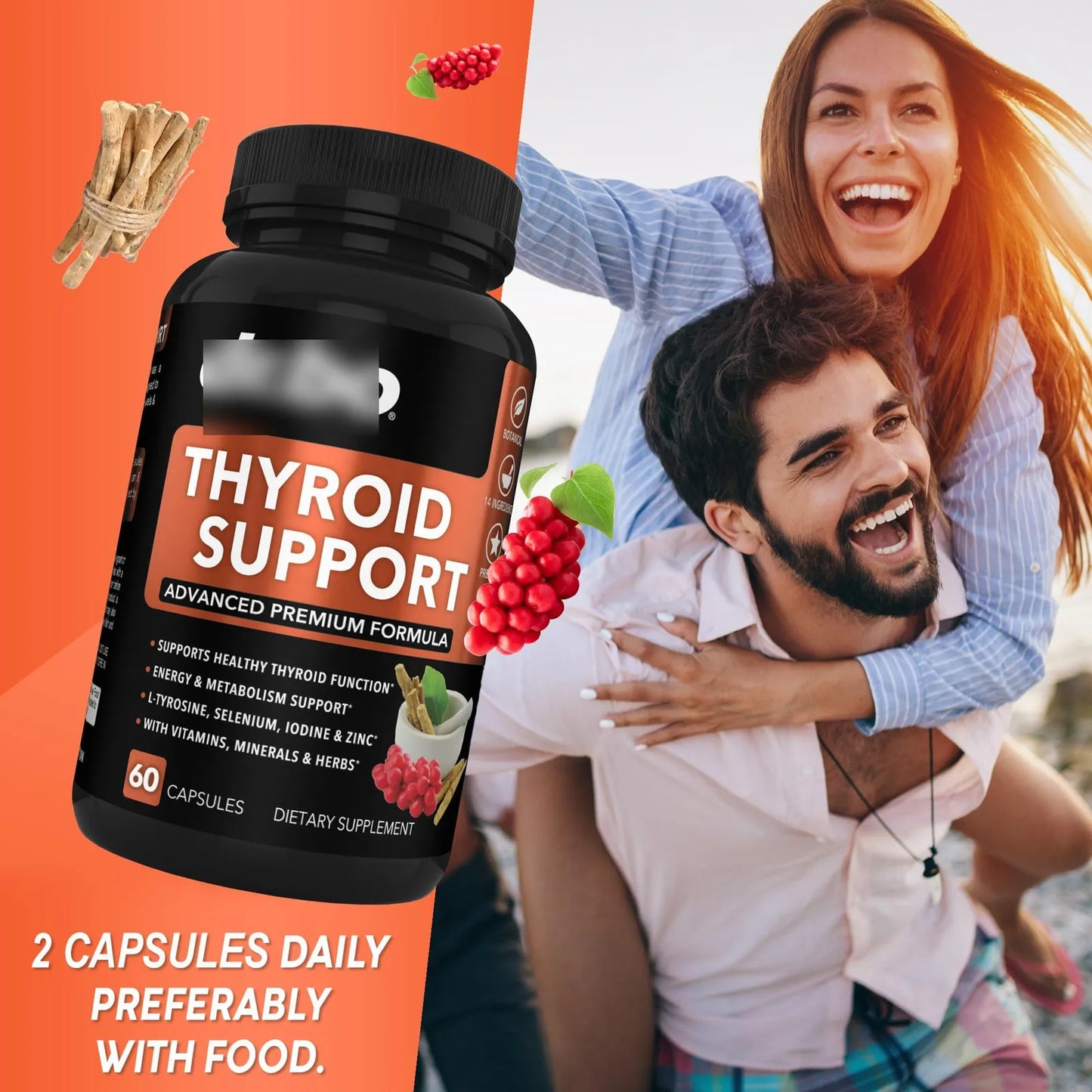 Suplemento Tiroides L Tirosina Selenio Yodo Zinc Ashwagandha Energia Metabolismo