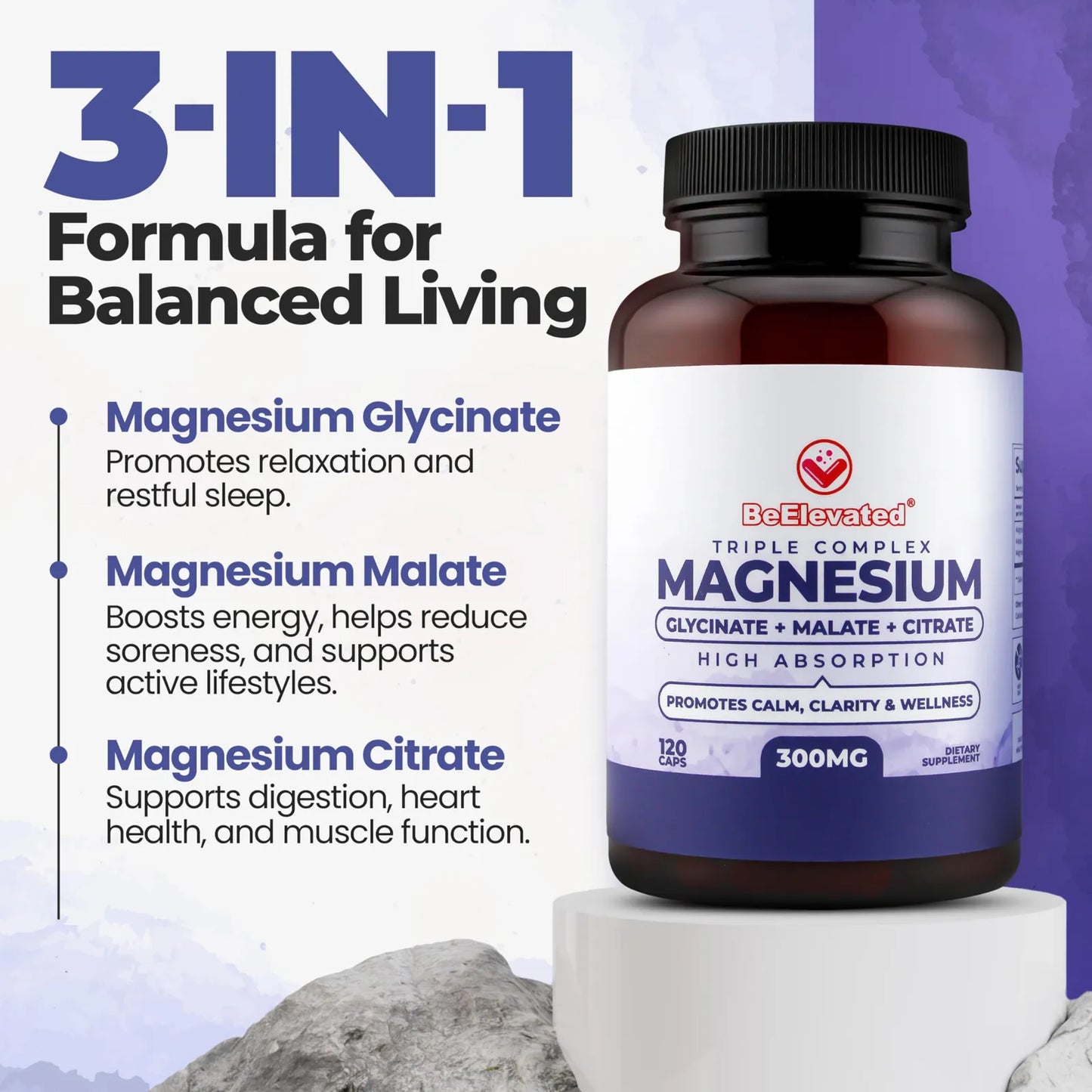 Suplemento De Magnesio Triple Complejo Alta Absorción Salud Cerebral Y Muscular