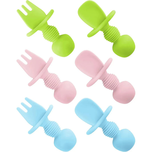 Juego Utensilios Silicona Bebé Destete Led Seguro Divertido