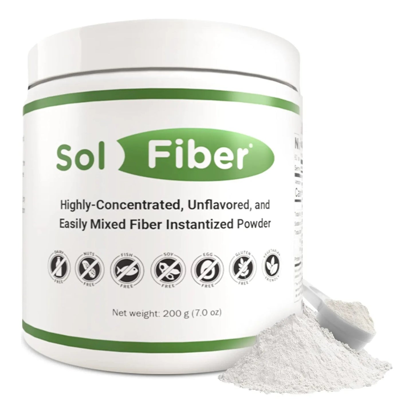 Fibra En Polvo Prebiótica SolFiber 7 Onzas 60 Porciones Sin OMG