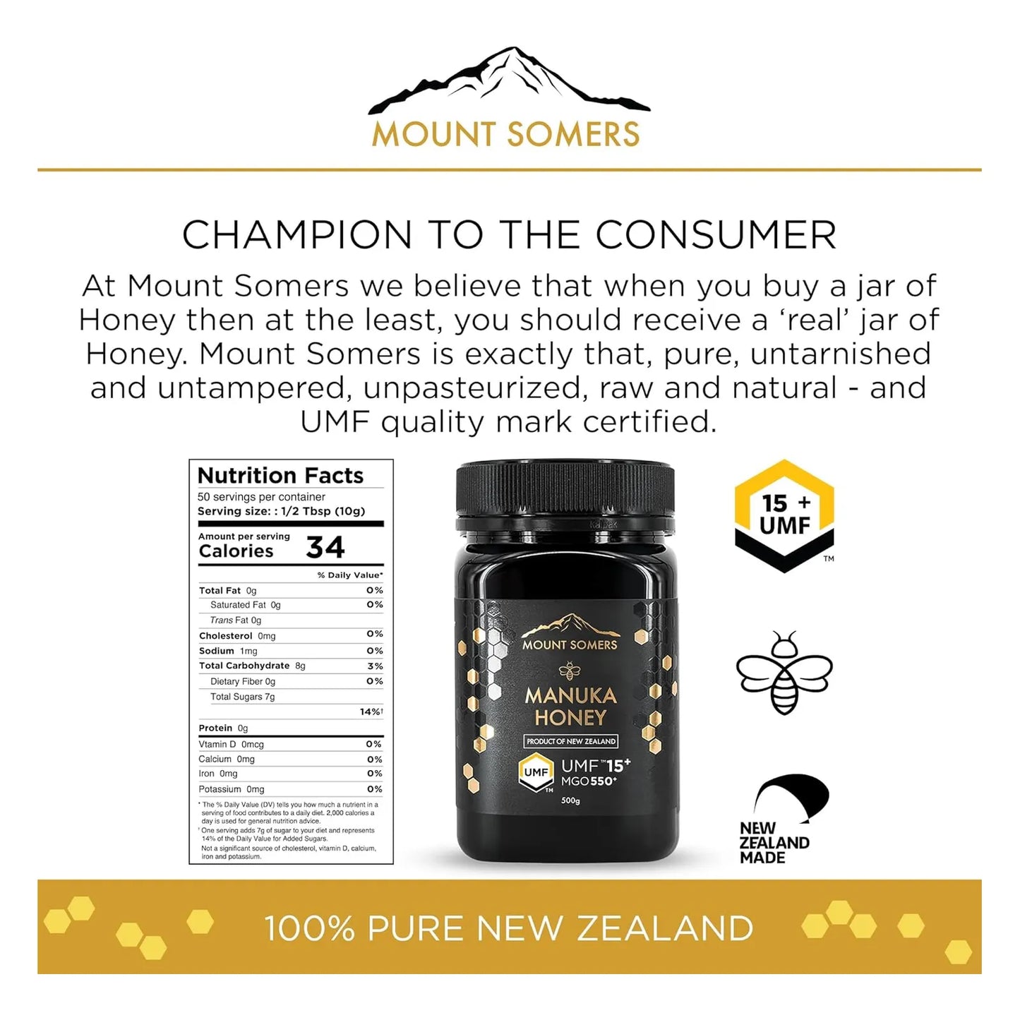 Miel De Manuka MGO 514 UMF 15 Pura 100 Natural Nueva Zelanda Mount Somers