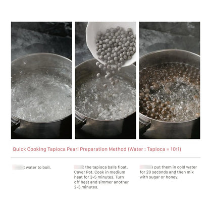 Perlas De Tapioca Boba Sabor Azúcar Negro Cocción Rápida 3 Paquetes