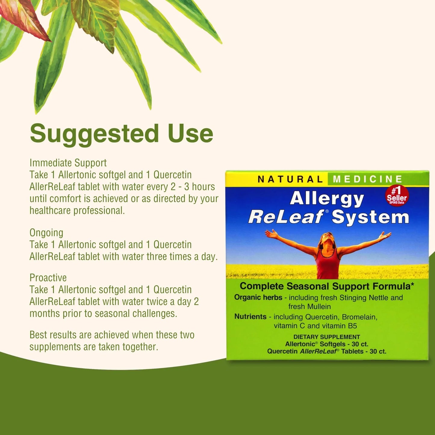 Sistema Allergy ReLeaf Suplemento Natural Para Alergias Estacionales 30 Capsulas
