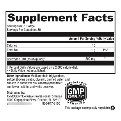 Coqmax Ubiquinol 200mg Suplemento Antioxidante Salud Cardíaca Y Cognitiva 30 Caps