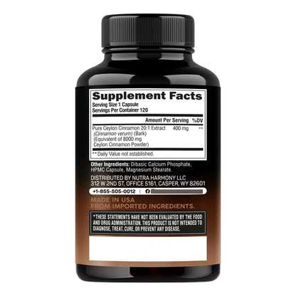 Capsulas De Canela De Ceilan Extra Fuerte Energia Metabolismo Corazon Natural