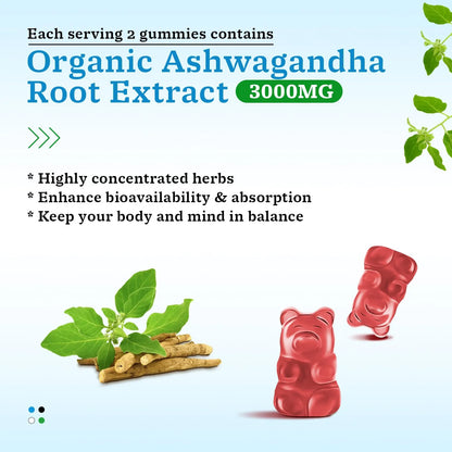 Gomitas Ashwagandha Cúrcuma GABA Energía Estado De Ánimo 60 Unidades