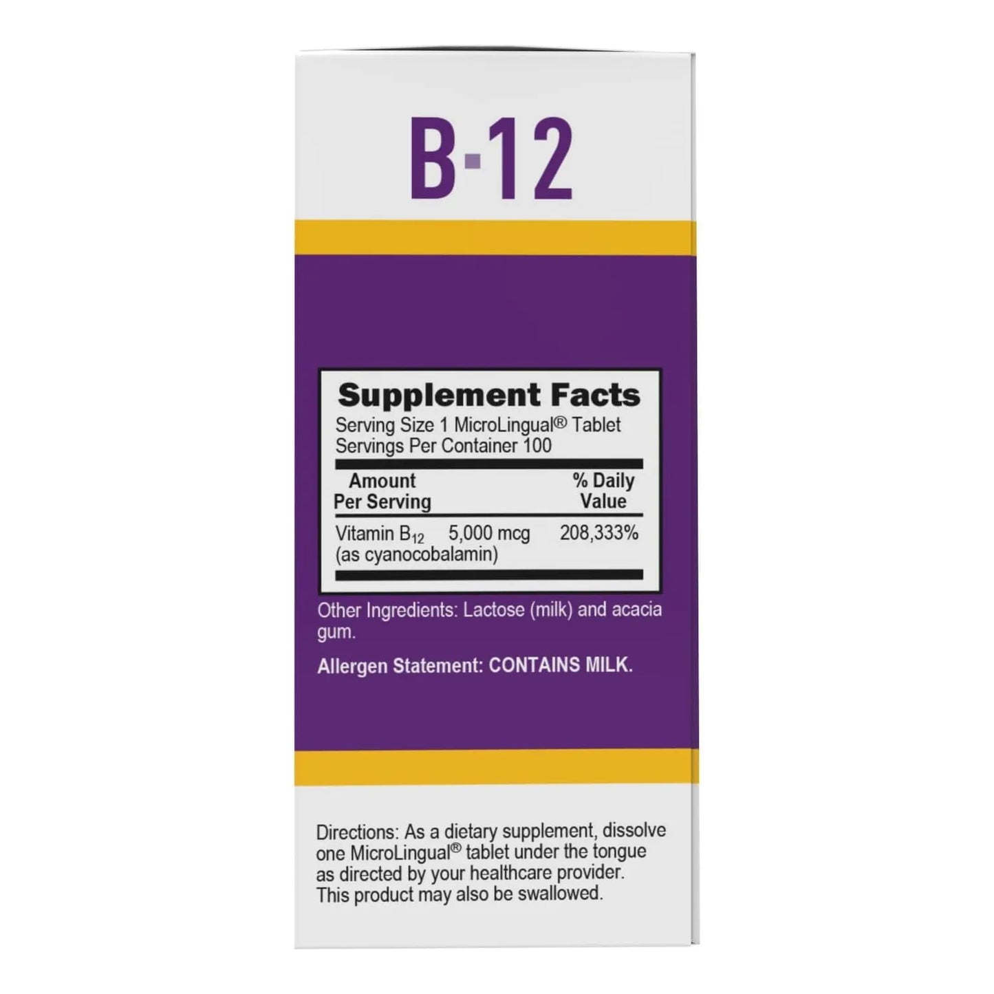 Vitamina B12 Cianocobalamina 5000 Mcg Tabletas Microlingües Energía Y Bienestar