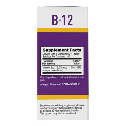 Vitamina B12 Cianocobalamina 5000 Mcg Tabletas Microlingües Energía Y Bienestar