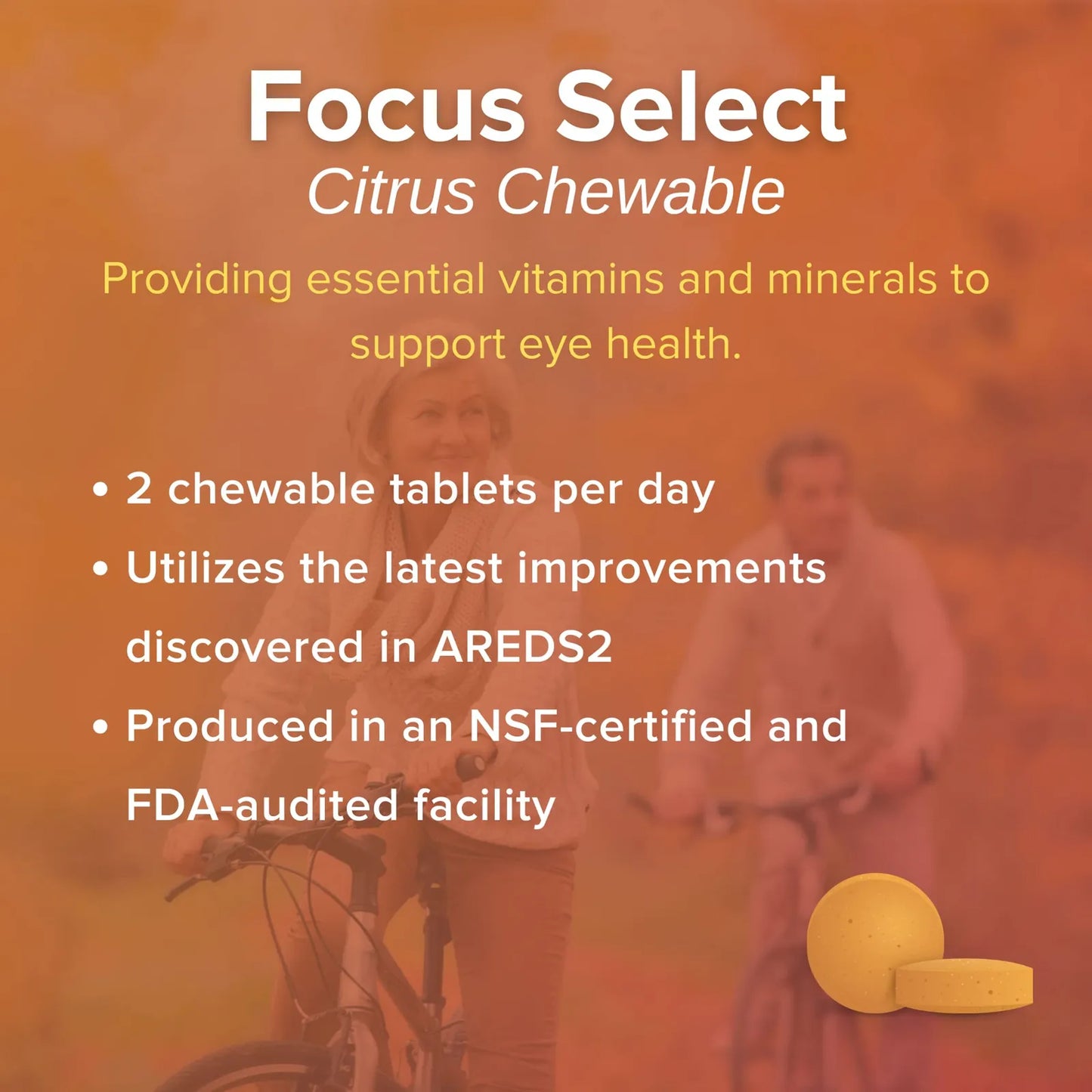 Focus Select AREDS2 Vitaminas Masticables Para Ojos Sabor Cítrico 180 Unidades