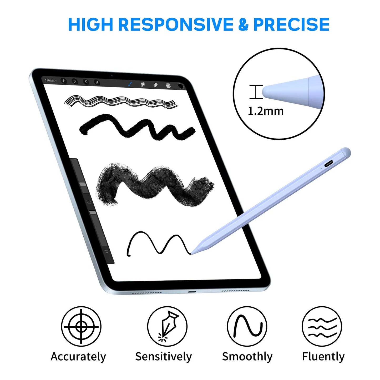 Lápiz Óptico Magnético Punta Fina Compatible Con iPad iPhone Tablets Android Precisión Y Estilo