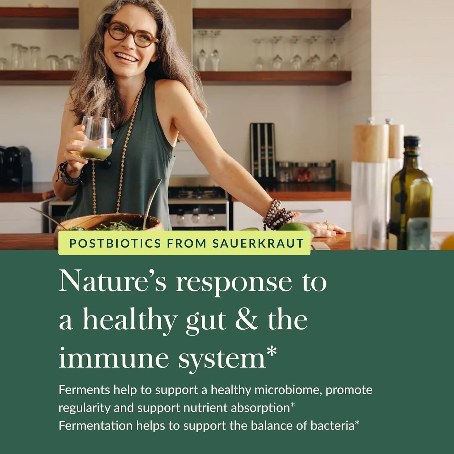 Chucrut Postbiótico Natural Gaia Herbs 60 Cápsulas Veganas Salud Intestinal E Inmunológica