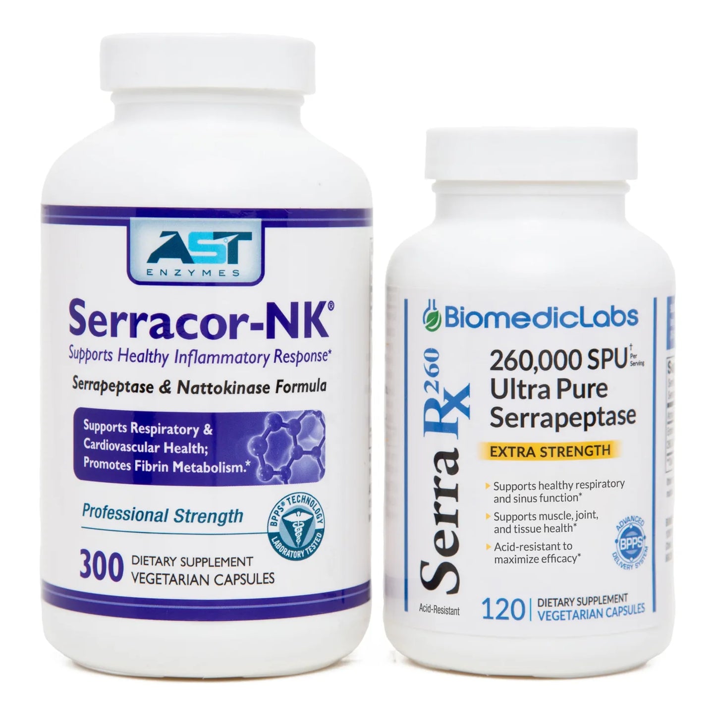 Serrapeptasa Recubrimiento Enterico 300 Y 120 Caps Enzima Proteolitica Soporte Respiratorio Y Pulmonar