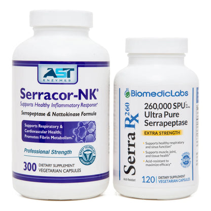 Serrapeptasa Recubrimiento Enterico 300 Y 120 Caps Enzima Proteolitica Soporte Respiratorio Y Pulmonar