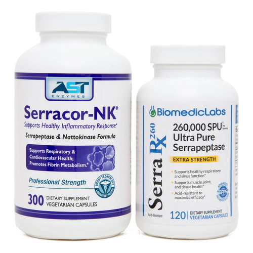 Serrapeptasa Recubrimiento Enterico 300 Y 120 Caps Enzima Proteolitica Soporte Respiratorio Y Pulmonar