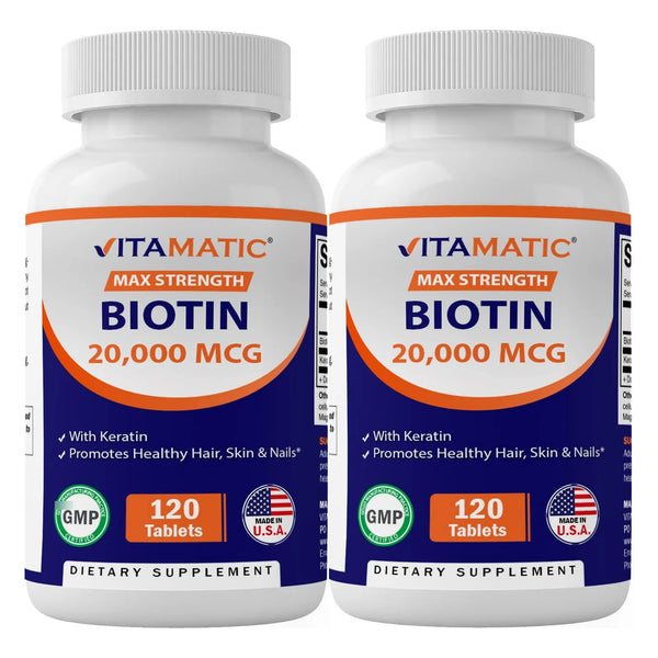 Biotina 20000 Mcg Con Queratina 100 Mg 120 Tabletas Cabello Piel Uñas