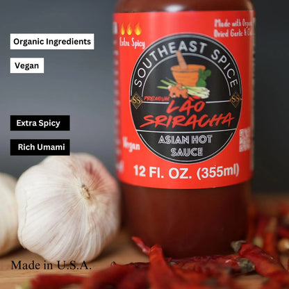 Salsa Picante Sriracha Lao Chile Rojo Dulce Y Ajo Orgánica Vegana