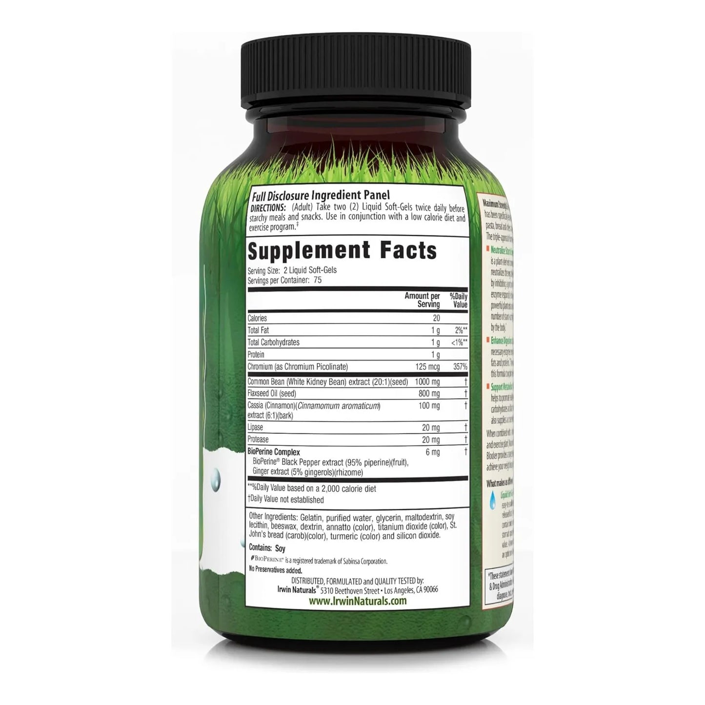 Bloqueador Carbohidratos 3 En 1 Resistencia Alta Apoyo Metabólico Irwin Naturals 150 Cápsulas