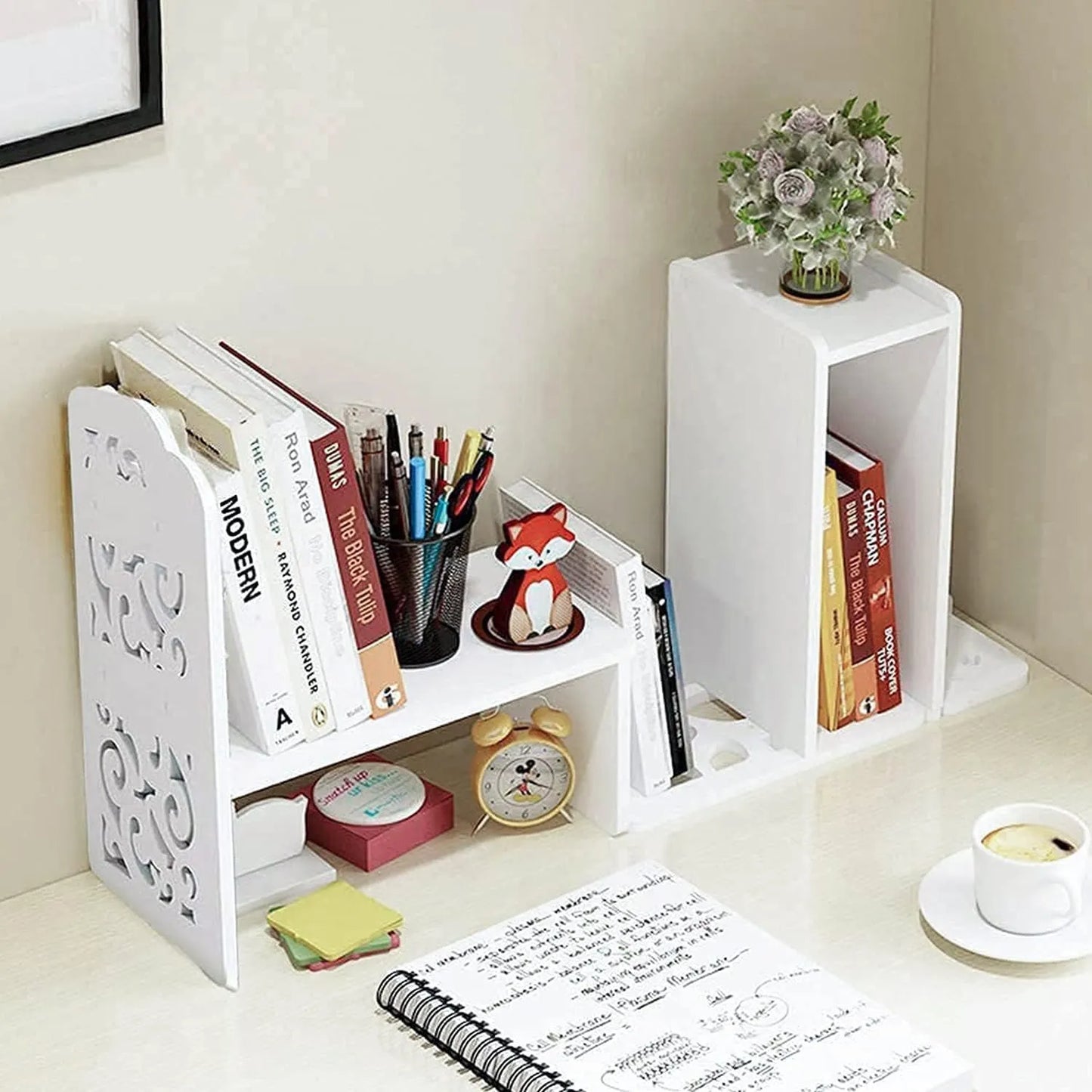 Organizador De Escritorio Multifuncional Blanco Decorativo Oficina Ahorra Espacio