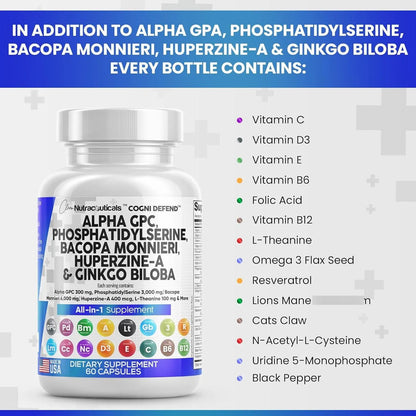 Suplemento Alpha Gpc Fosfatidilserina Bacopa Ginkgo Biloba Potencia Tu Memoria Y Concentracion
