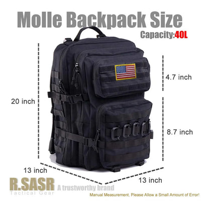Mochila Táctica Militar Molle Mejorada Impermeable 40L R.SASR Resistente Y Espaciosa