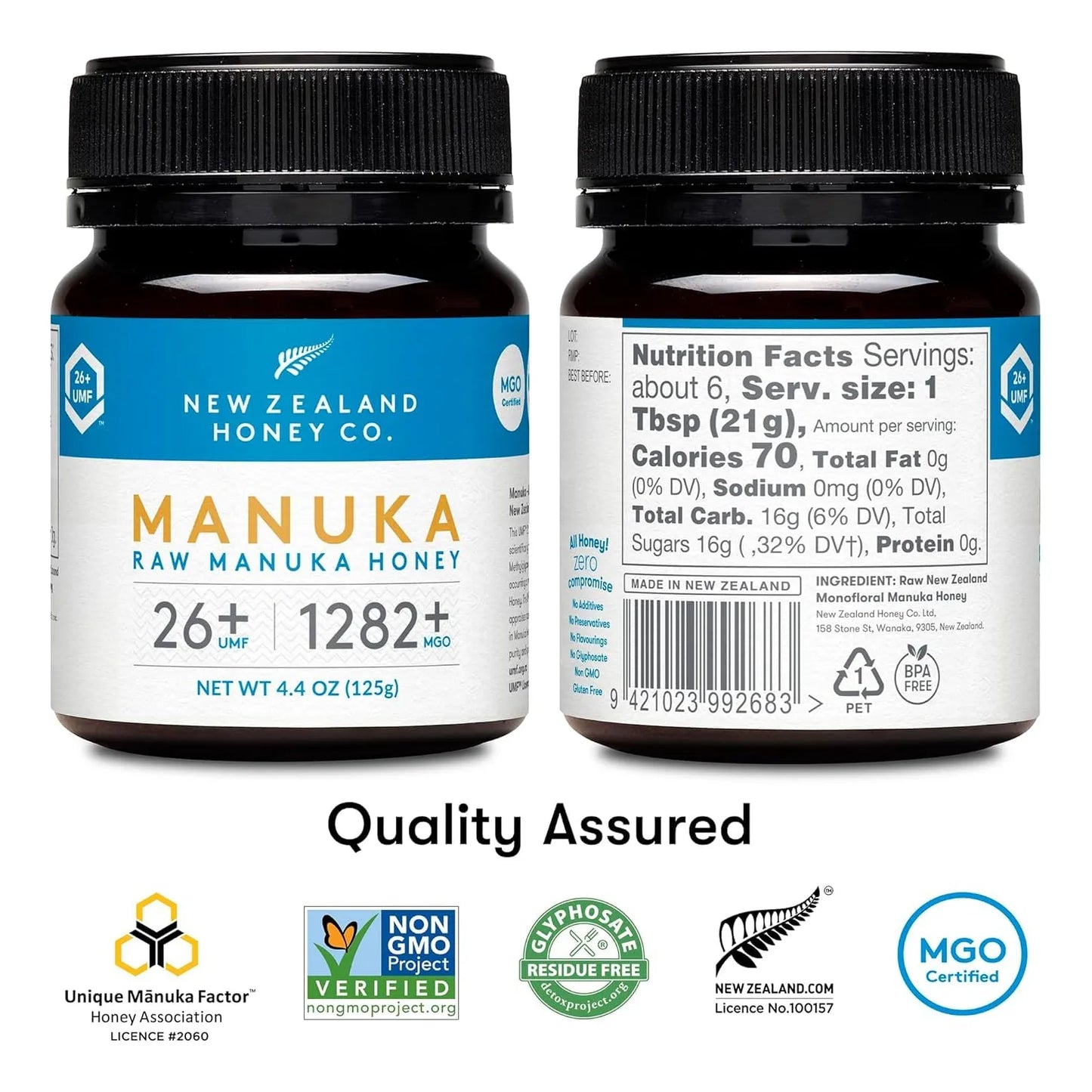 Miel De Manuka Cruda UMF 26 MGO 1282 Certificada 125g New Zealand Honey Co