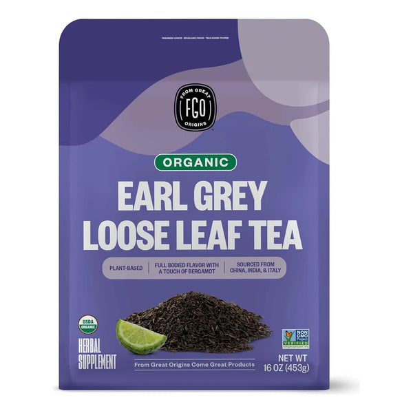 FGO Té Orgánico Earl Grey Hojas Sueltas 16 Oz Aroma Intenso Y Fresco