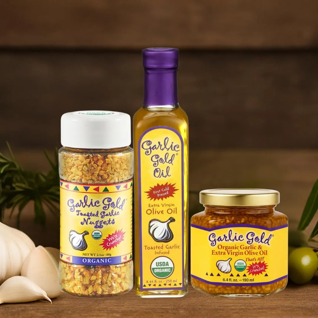 Aceite De Oliva Virgen Extra Orgánico Infundido Con Ajo Bajo FODMAP 8.44 Onzas