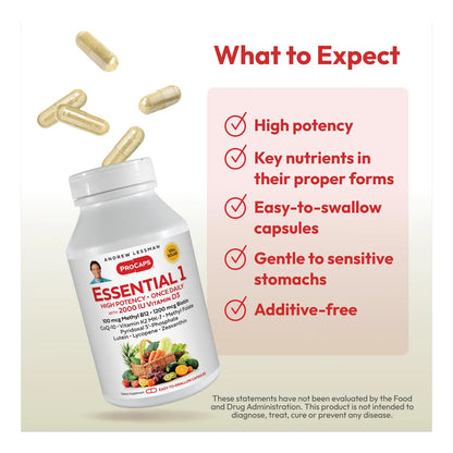 Multivitamínico Essential 1 Cápsulas Pequeñas Alta Potencia 24 Nutrientes