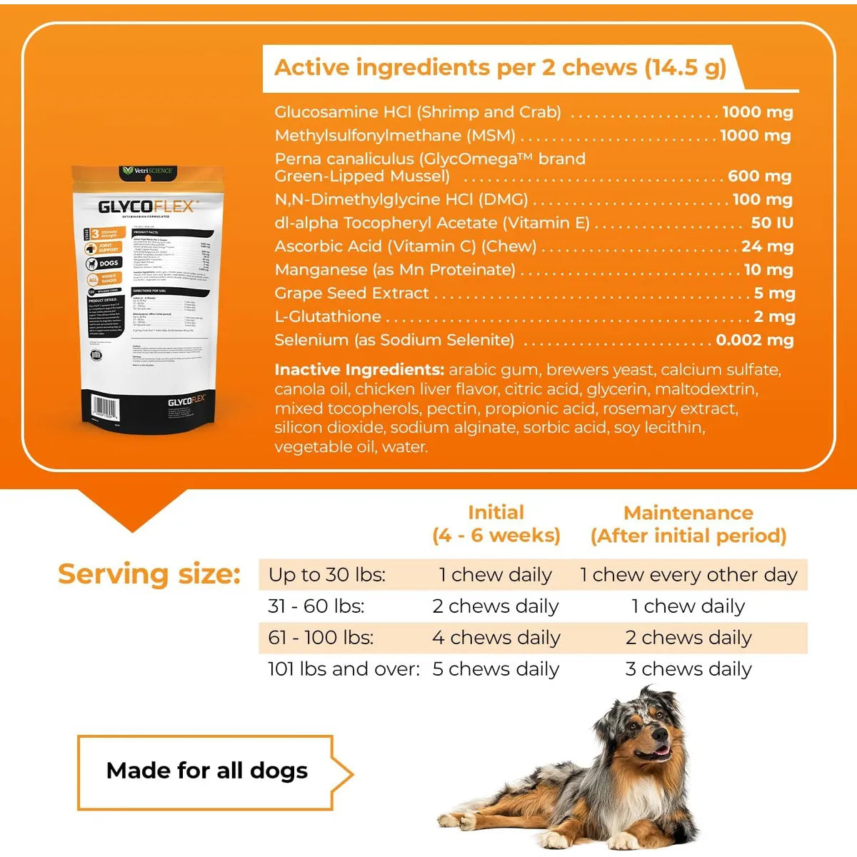 Vetriscience Glycoflex 3 Suplemento Articular Para Perros 120 Masticables