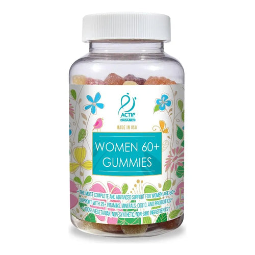 Gomitas Multivitaminicas Para Mujeres Mayores De 60 Años Con Probióticos Y 25 Vitaminas Sabor A Bayas