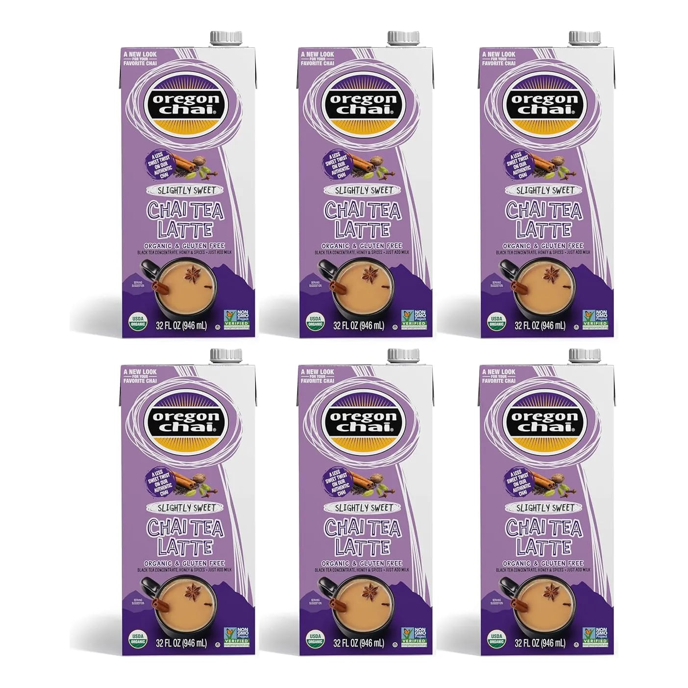 Té Chai Concentrado Líquido Dulce 946 Ml Pack X6 Oregon Chai Negro Especiado