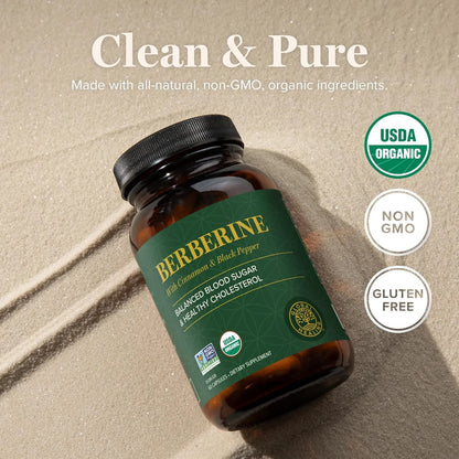 Berberina Organica Con Canela Y Pimienta Negra 1200 Mg 60 Capsulas