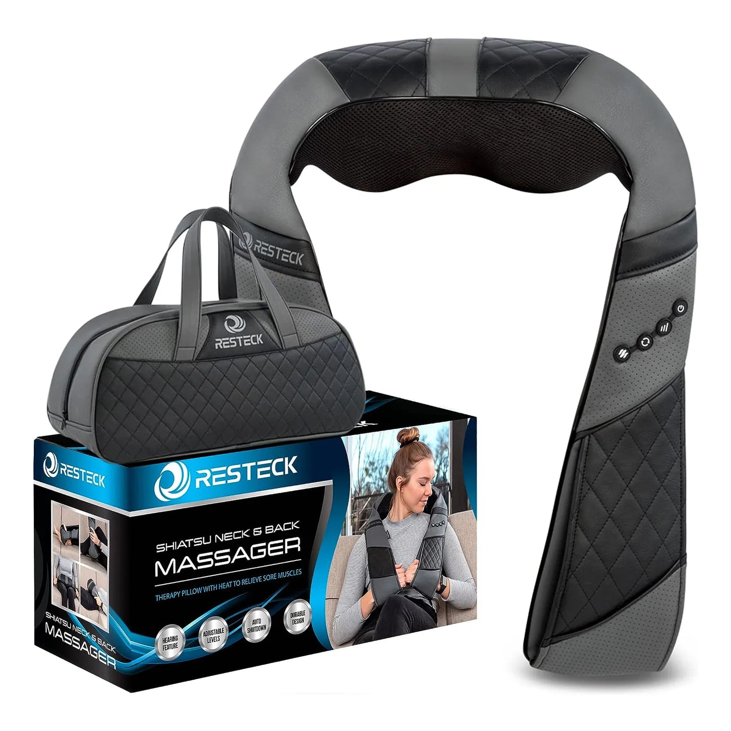 Masajeador Shiatsu Resteck Con Calor Alivia Dolor Cuello Espalda Portatil