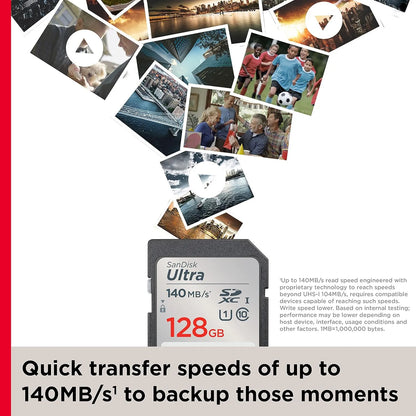 Tarjeta De Memoria SanDisk Ultra SDXC 128 GB Velocidad 140 MB/s Full HD