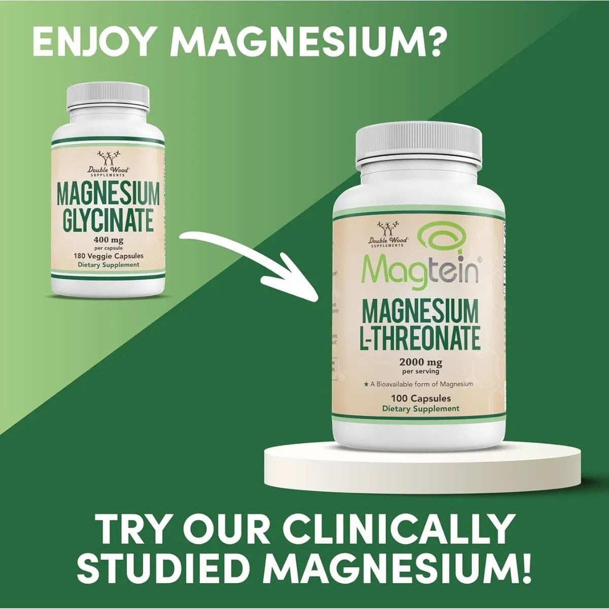Glicinato De Magnesio 400mg Double Wood 180 Cápsulas Alta Absorción - Imagen 5