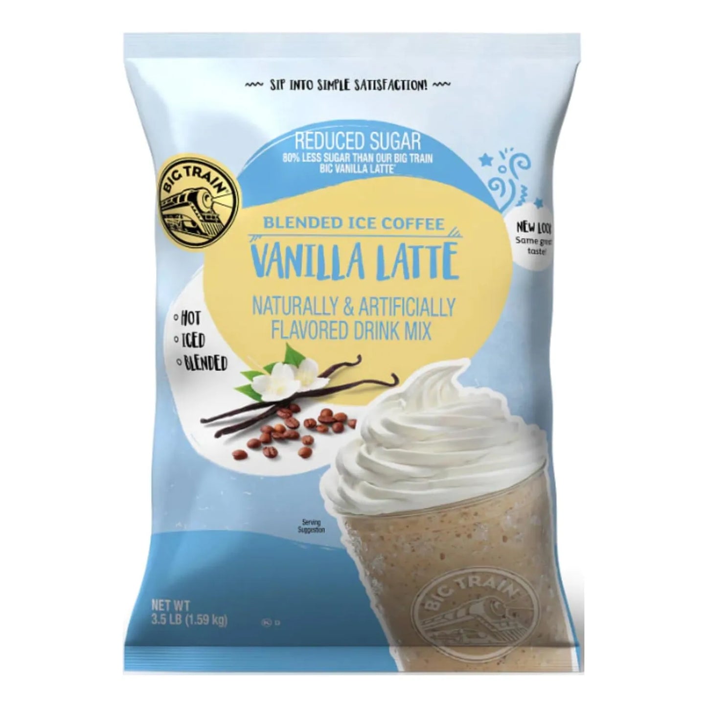 Mezcla De Café Helado Con Leche De Vainilla Y Azúcar Reducida 3.5 Libras Sabor Cafetería Instantáneo