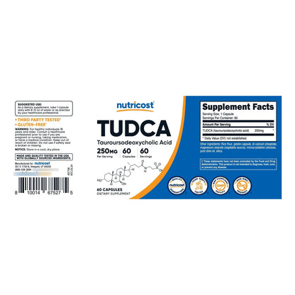 Tudca 250 Mg 60 Cápsulas Ácido Tauroursodesoxicólico Puro Sin Omg