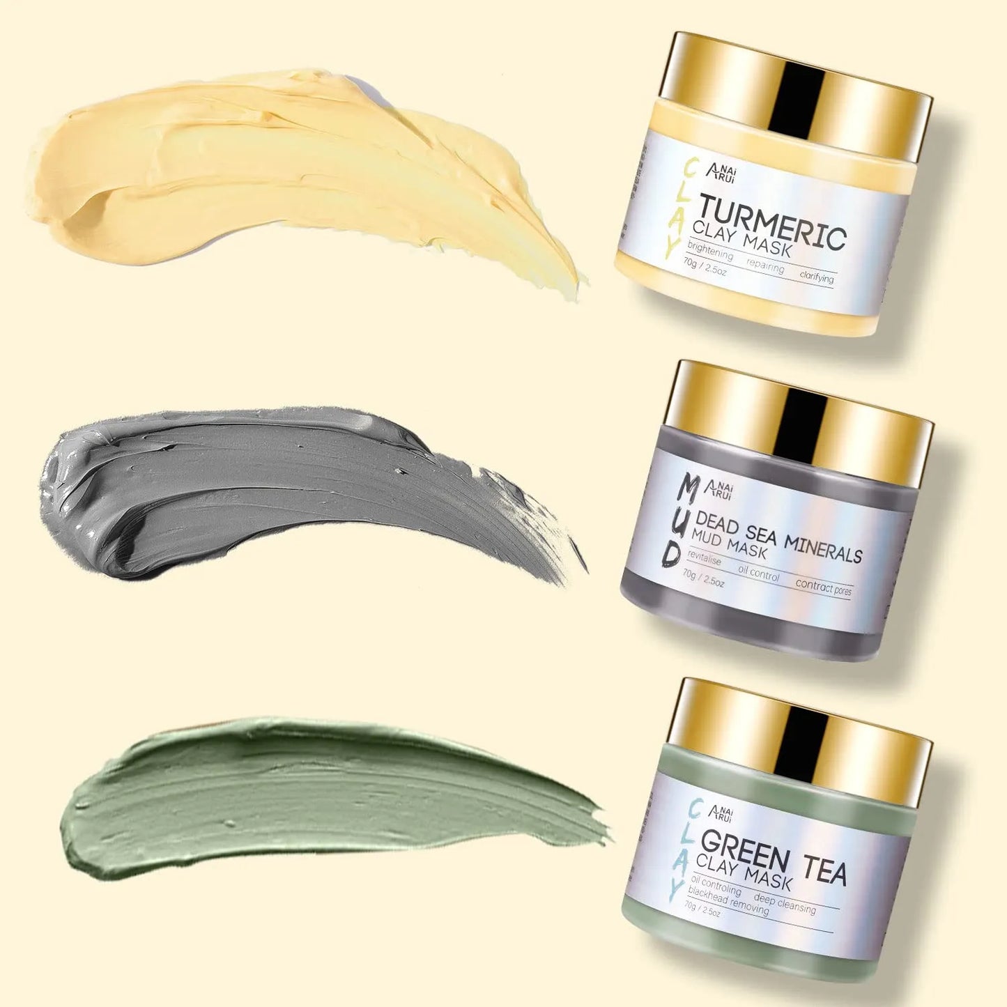 Mascara Arcilla Curcuma, Te Verde Y Minerales Mar Muerto Set