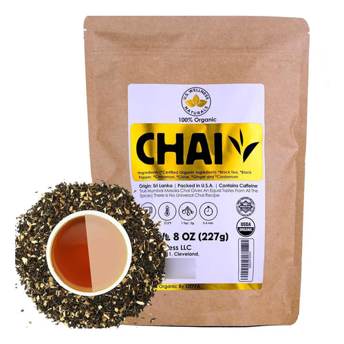 Té Chai Clásico Hoja Suelta Ceylon 110 Tazas Orgánico Certificado USDA