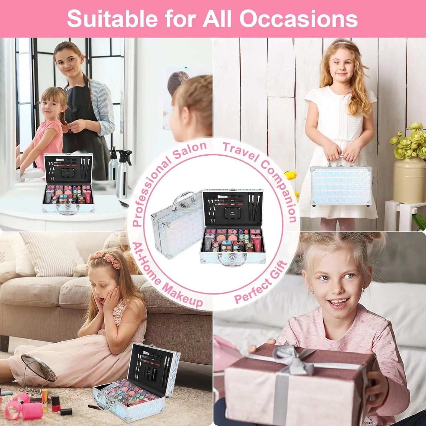 Estuche De Maquillaje Completo Con Brochas Y Lápices Labiales SOMOS IMPORTACIONES GOLD Kit Profesional