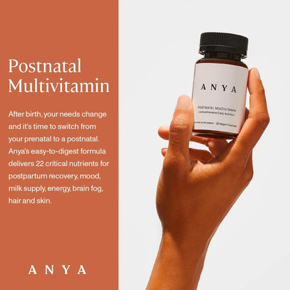 Multivitamínico Posnatal ANYA 30 Cápsulas Recuperación Lactancia Vegano